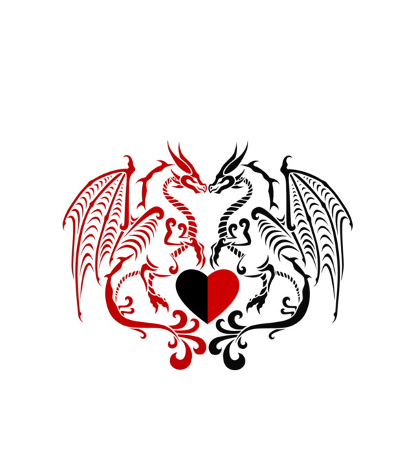 Dragons heart (black and red) minta fehér pólón