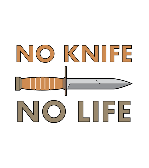 No knife No life minta fehér pólón