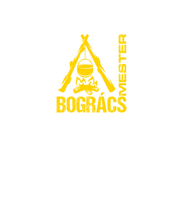 Bogrács mester (sárga) minta fekete pólón