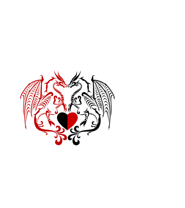 Dragons heart (black and red) minta világoskék pólón