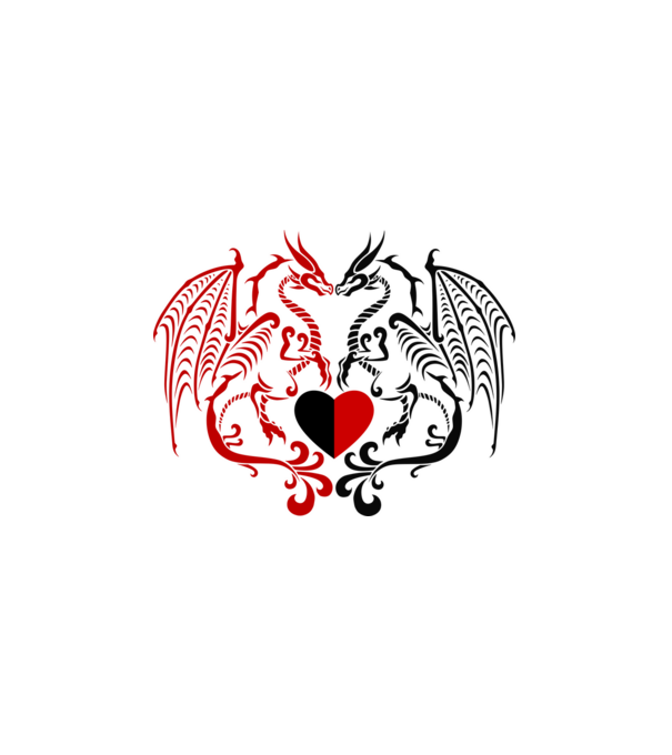 Dragons heart (black and red) minta fehér pólón