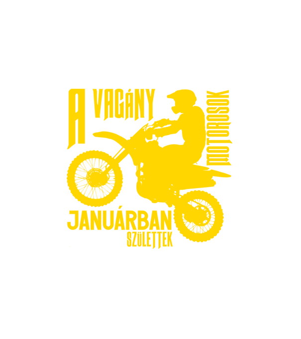 Vagány motoros (január) minta fehér pólón