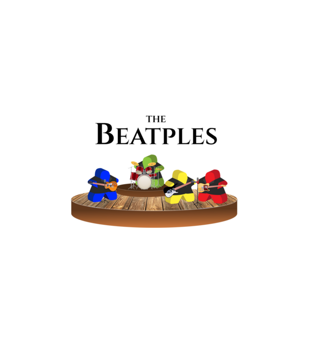 Meeples the Beatples minta fehér pólón