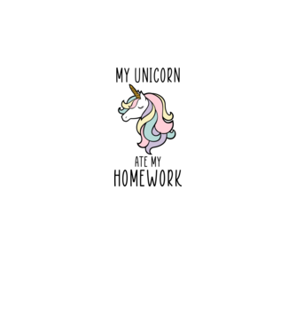 SAO_S179_MyUnicornAteMyHomework minta fehér pólón