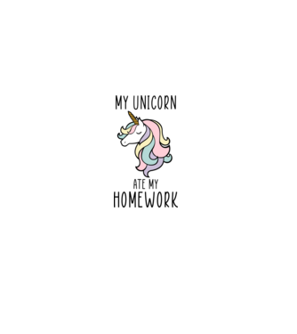 SAO_S179_MyUnicornAteMyHomework minta fehér pólón