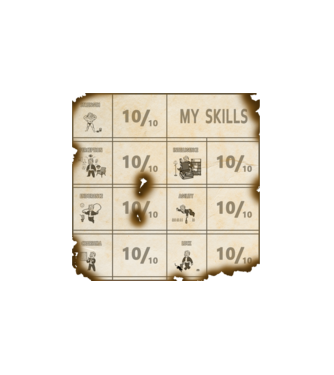 My skills szépia burned minta fehér pólón