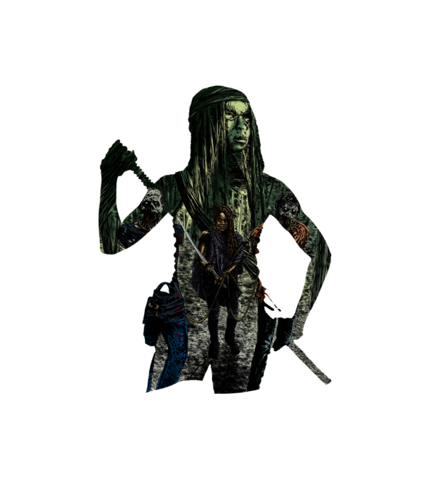 Michonne minta fehér pólón