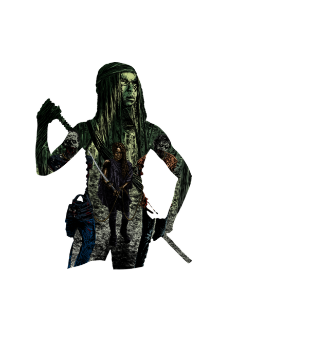 Michonne minta világoskék pólón