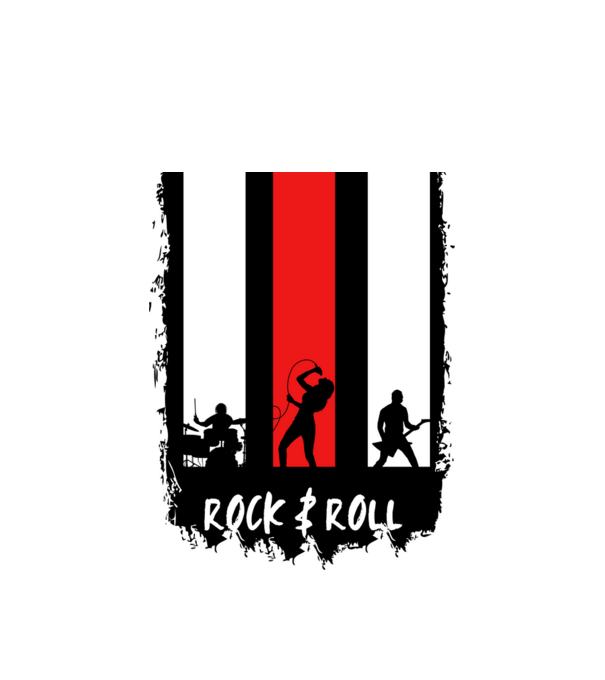 rock & roll minta fehér pólón