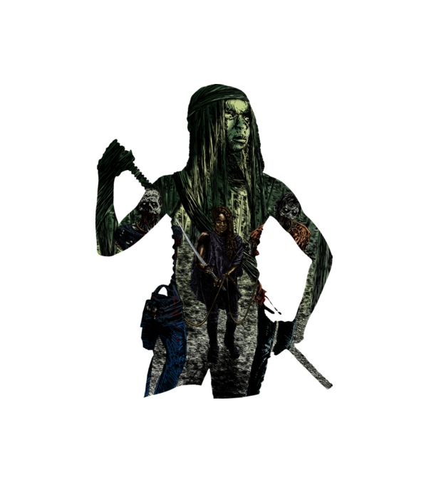 Michonne minta fehér pólón