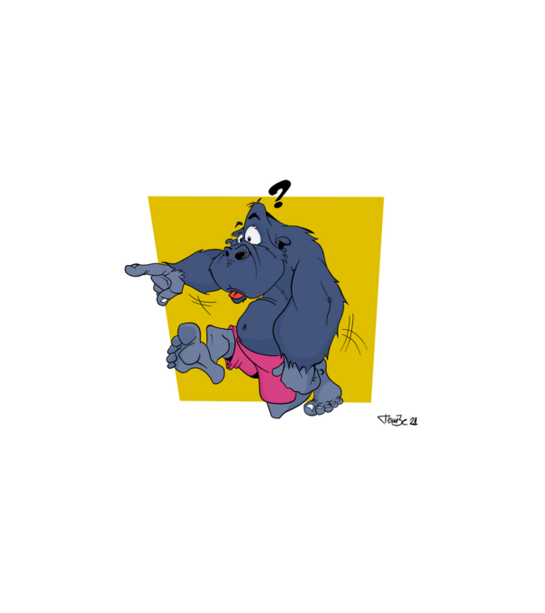 Gorilla minta fehér pólón