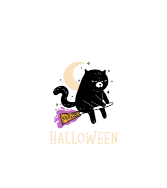 Halloween cat minta királykék pólón