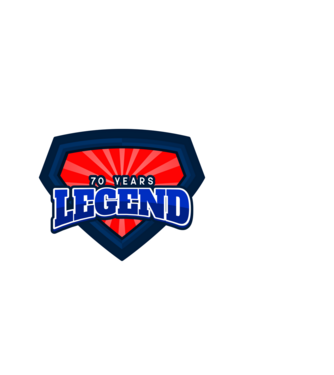 70 YEARS LEGEND minta sötétkék pólón