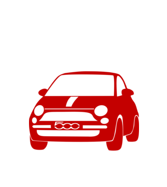 Fiat 500 minta fehér pólón