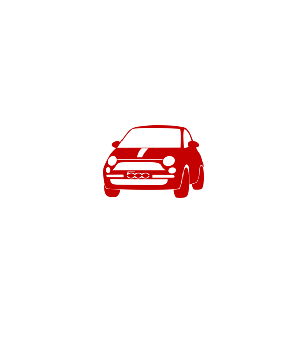 Fiat 500 minta fehér/piros pólón