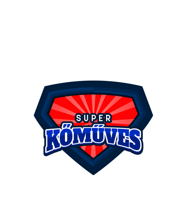 SUPER KŐMŰVES minta királykék pólón