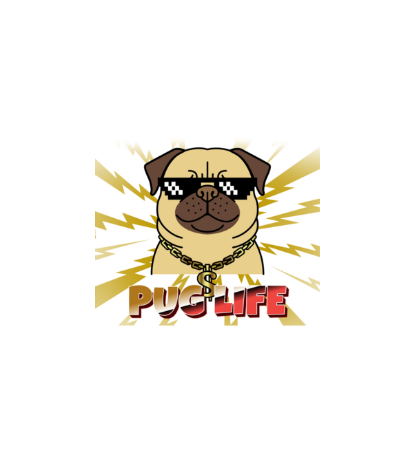PUG LIFE minta fehér pólón