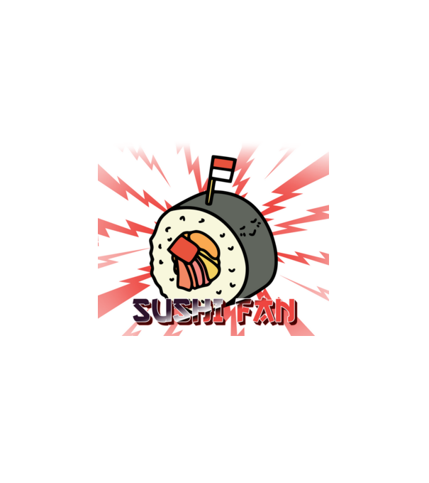 SUSHI RAJONGÓ minta fehér pólón