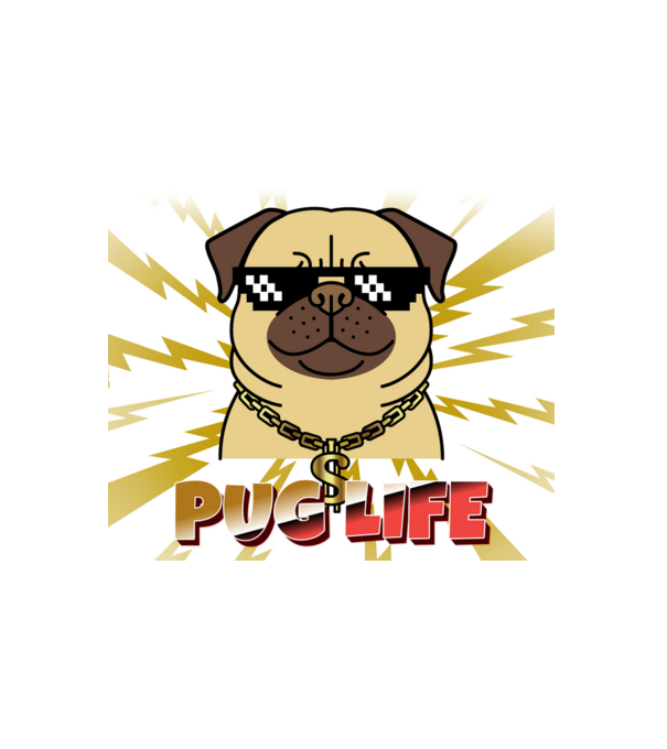 PUG LIFE minta fehér pólón