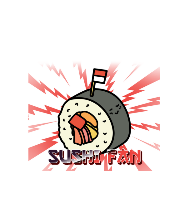 SUSHI RAJONGÓ minta fehér pólón