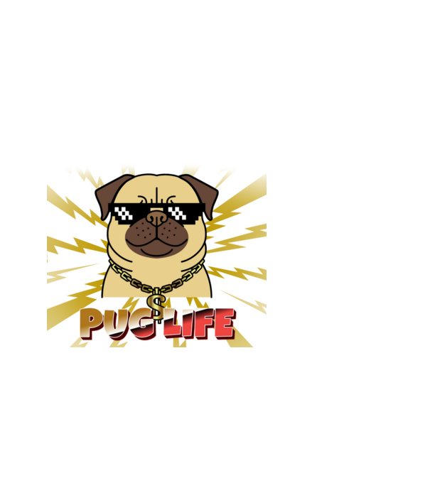 PUG LIFE minta fekete pólón