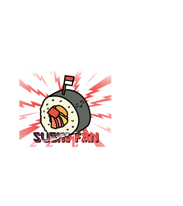 SUSHI RAJONGÓ minta fehér pólón