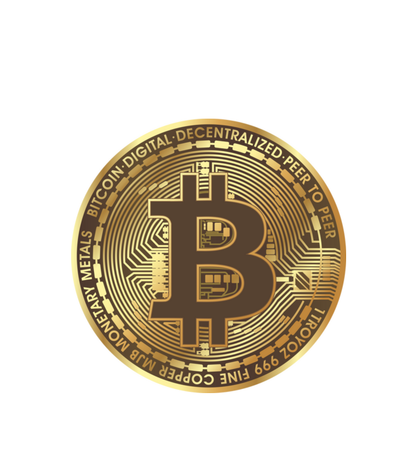 Bitcoin minta fehér pólón