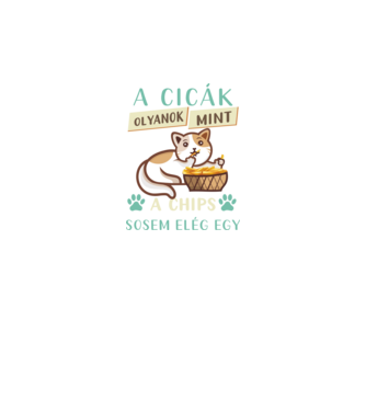 A cicák olyanok mint a chips minta fekete pólón