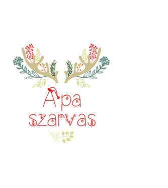 Apa szarvas minta fekete pólón