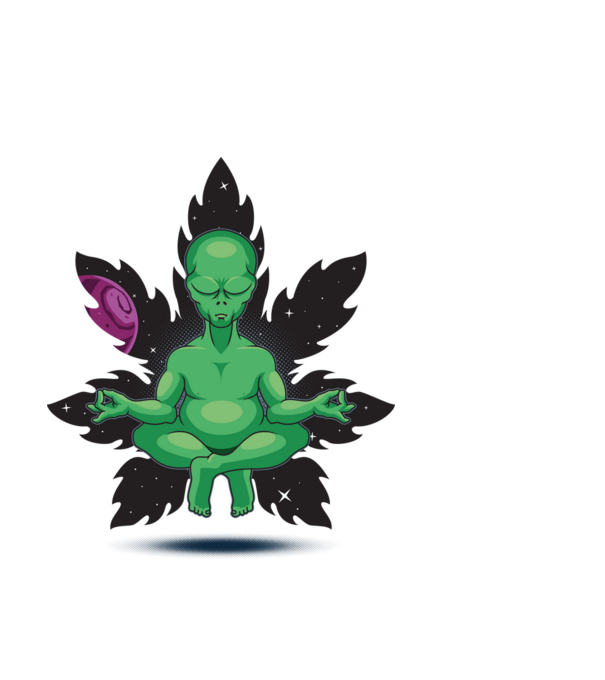 Meditáló űrlény minta világoskék pólón