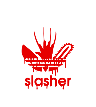 slasher minta fehér pólón