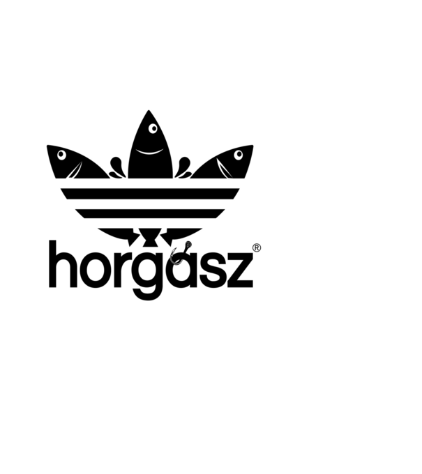 Horgász adidas fekete  minta világoskék pólón