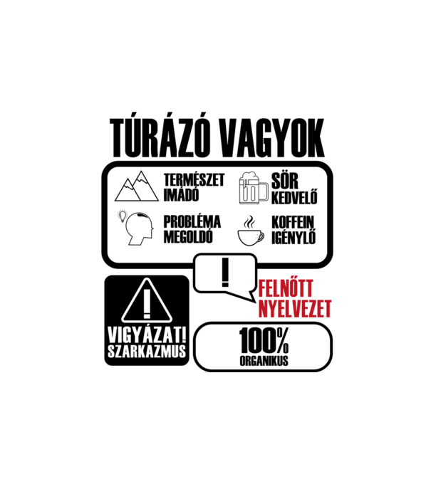 Túrázó vagyok minta homokszín pólón