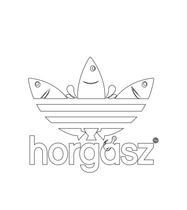 Horgász adidas fehér minta fehér pólón