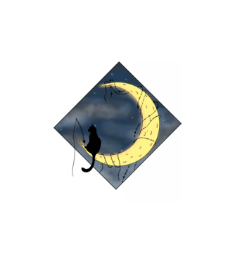 Cat in the Moon minta homokszín pólón