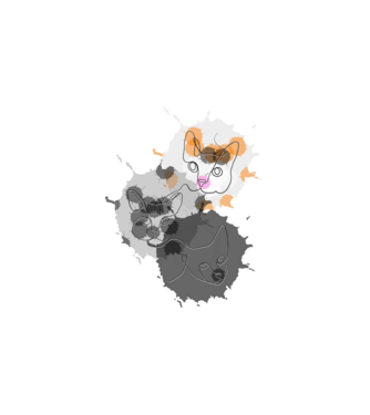Line art cats minta fehér pólón