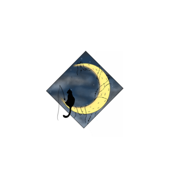 Cat in the Moon minta fehér pólón