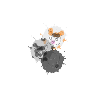 Line art cats minta fehér pólón