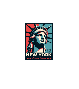 New York City Liberty and freedom minta szürke pólón