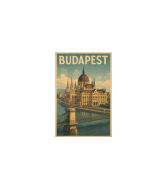 Budapest Vintage minta fekete pólón