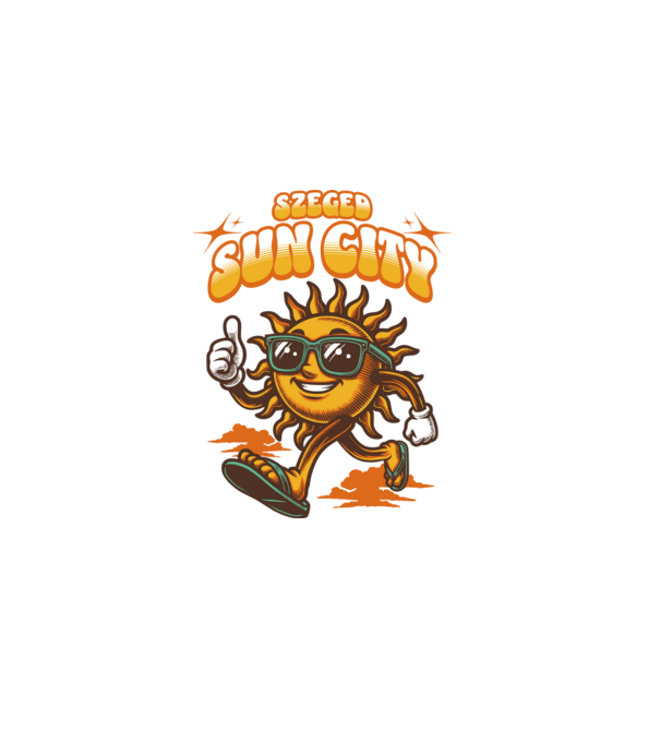 Szeged sun city minta szürke pólón