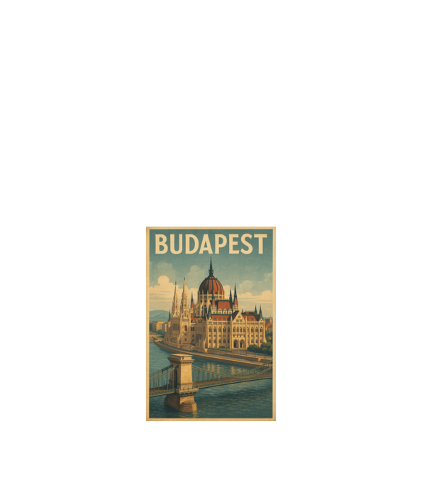 Budapest Vintage minta fehér pólón