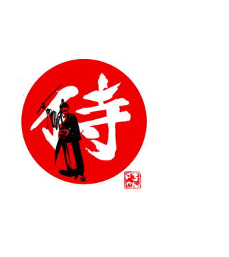 samurai kanji red minta fekete pólón