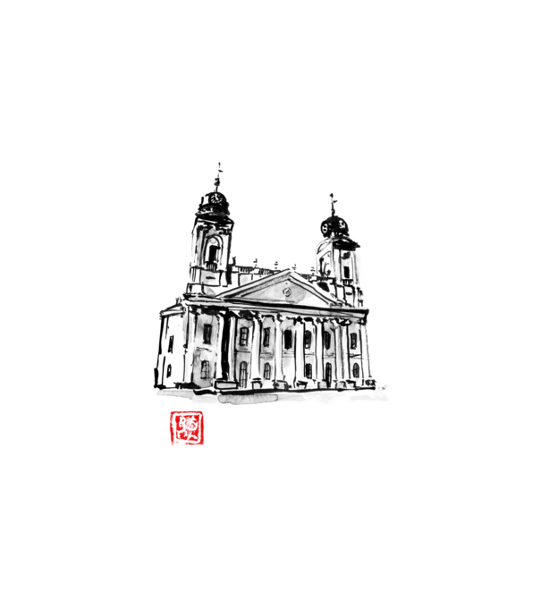 debrecen nagy templom minta fehér pólón