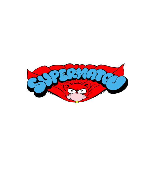 super matou minta fehér/piros pólón
