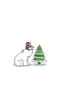 polar bear and penguin merry christmas minta világoskék pólón