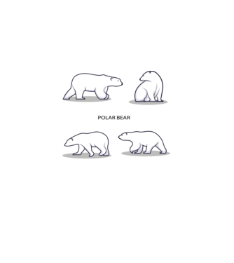 4 polar bear minta szürke pólón