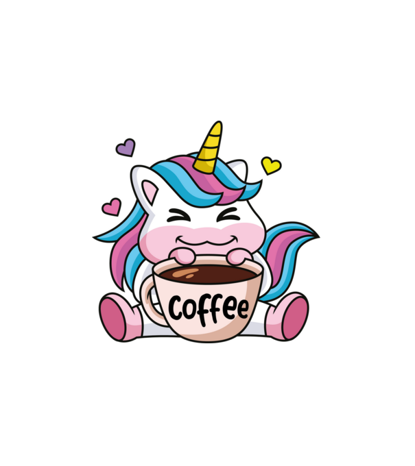 Unikornis caffee minta fehér pólón