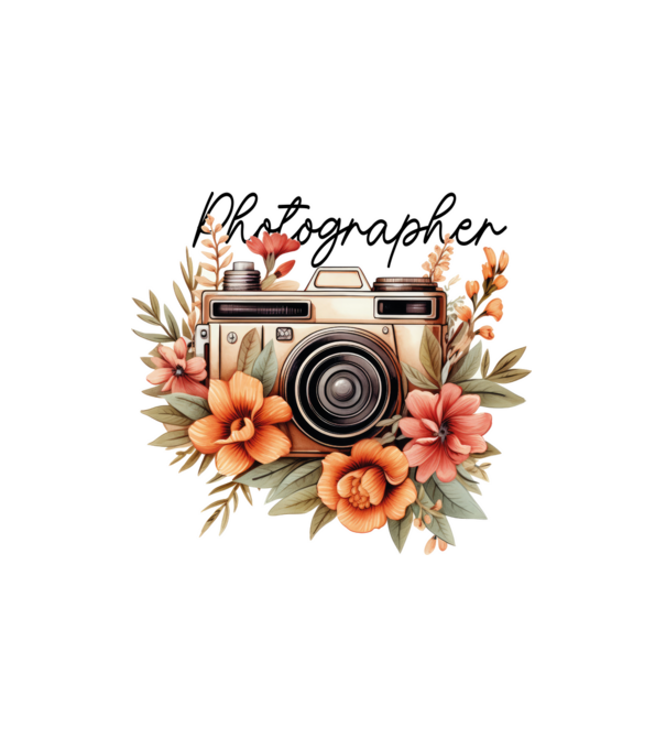 Photographer minta fehér pólón