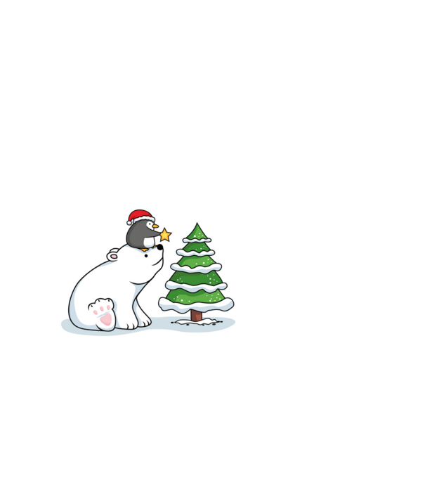 polar bear and penguin merry christmas minta fekete pólón